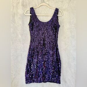Vintage Purple Sequin Sleeveless Dress